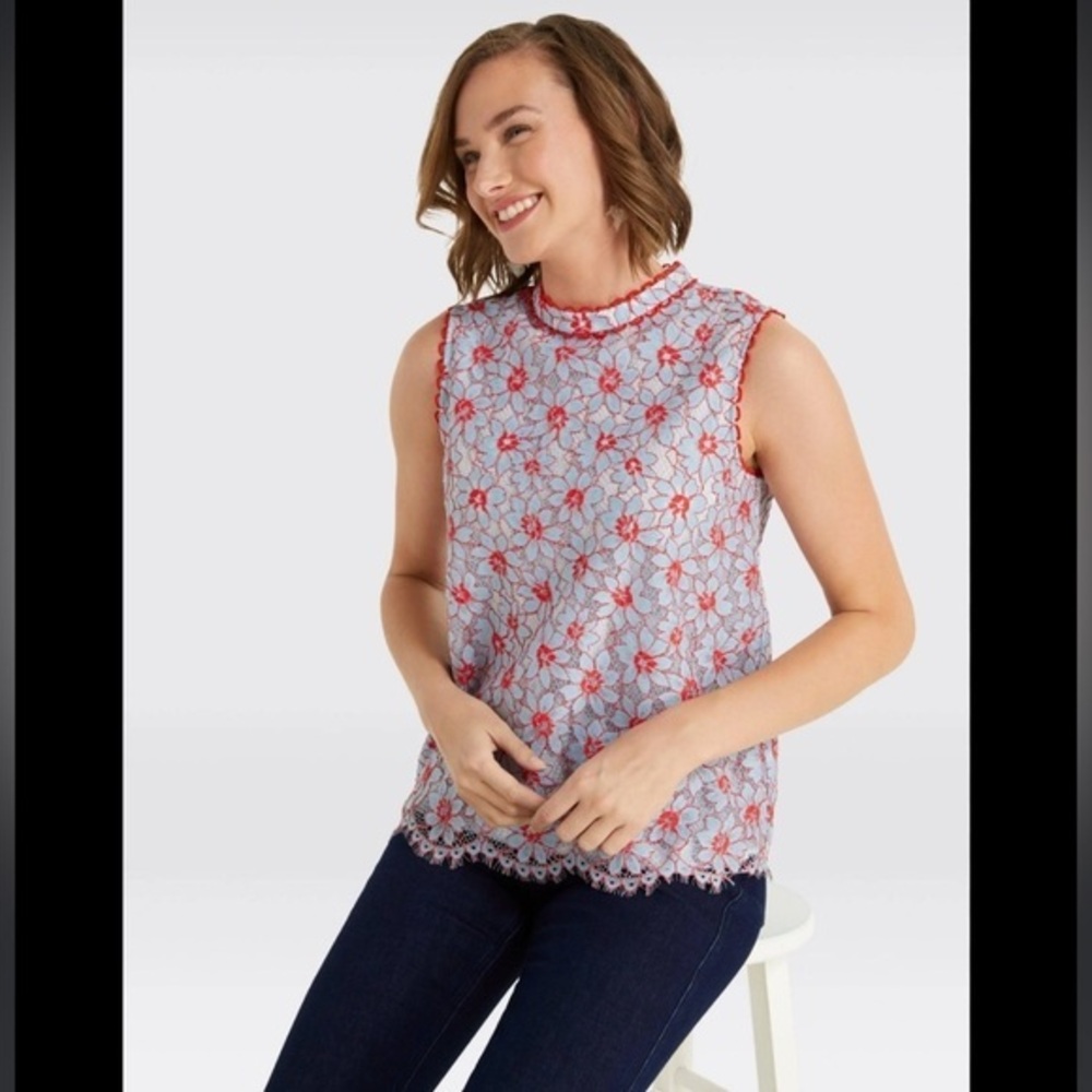 Draper James Women’s Sleeveless Floral Lace Top size 0